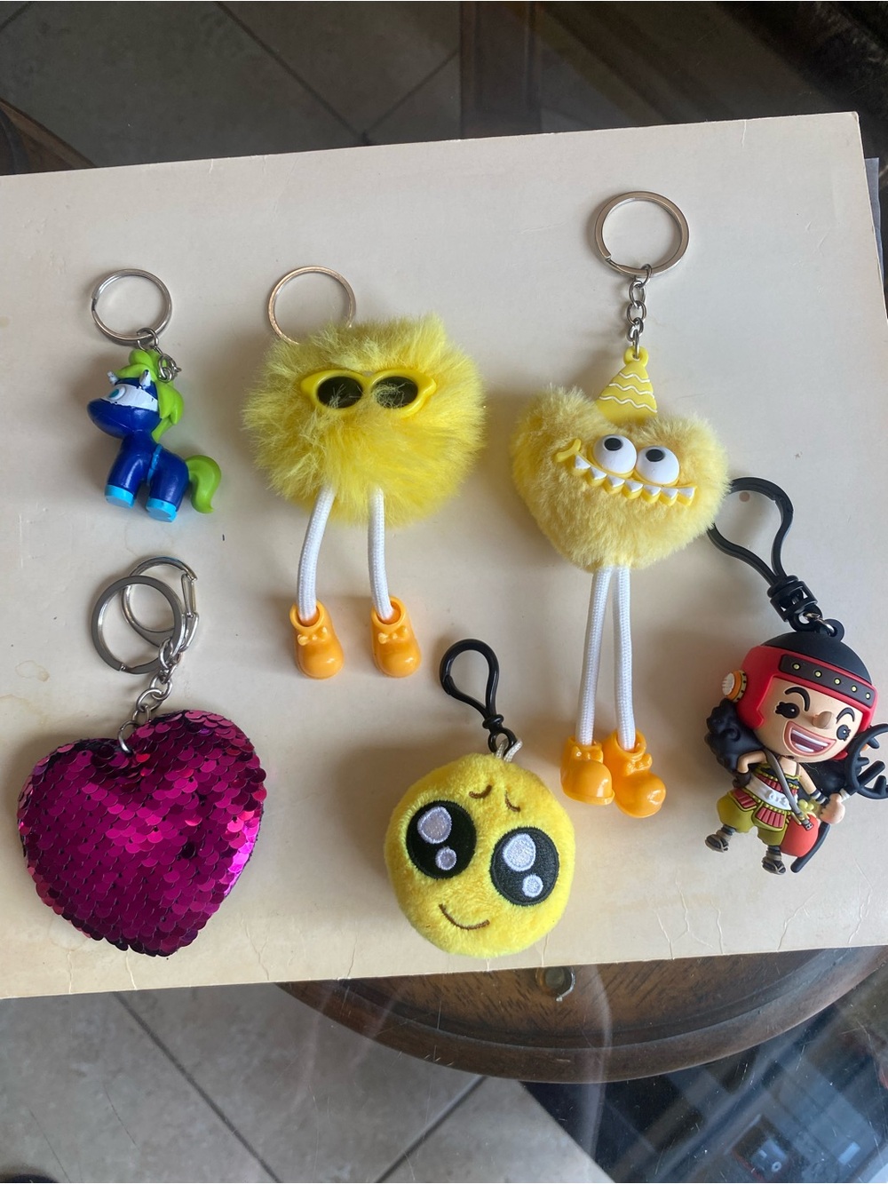 Lot of 6 keychain/bag charms.